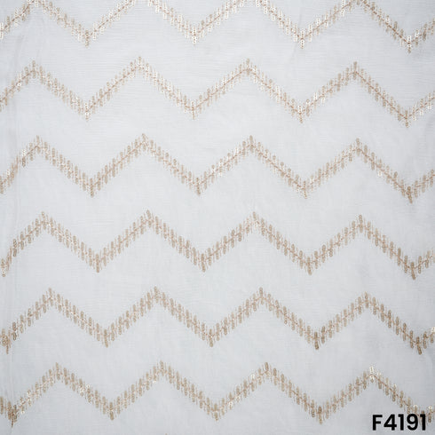 Dyeable Zari Sequins Embroidered Chinon Chiffon Fabric- F4191